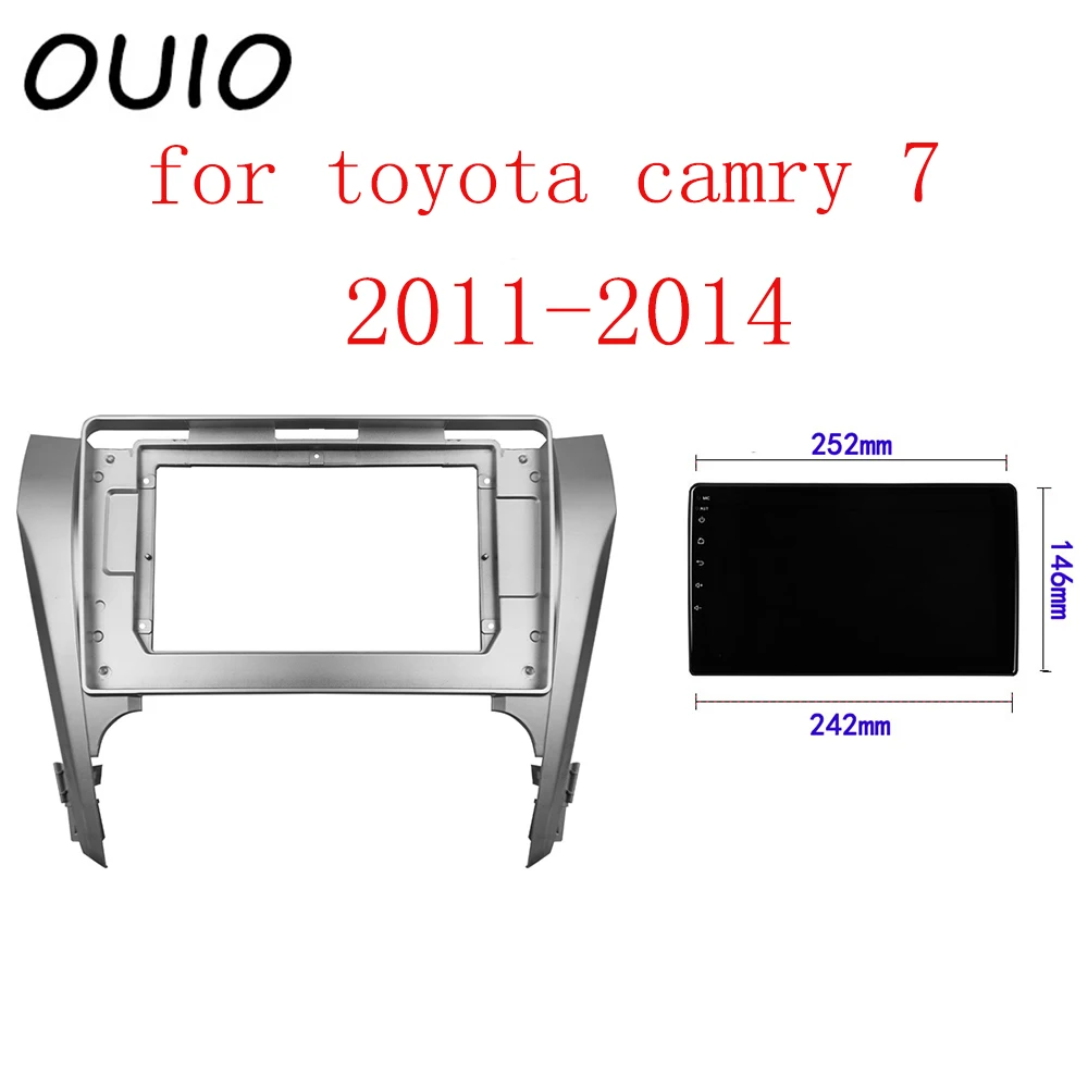 

OUIO 10.1 inch car dashboard Double Din DVD frame decoration kit dashboard panel suitable for toyota camry 7 2011-2014 frame