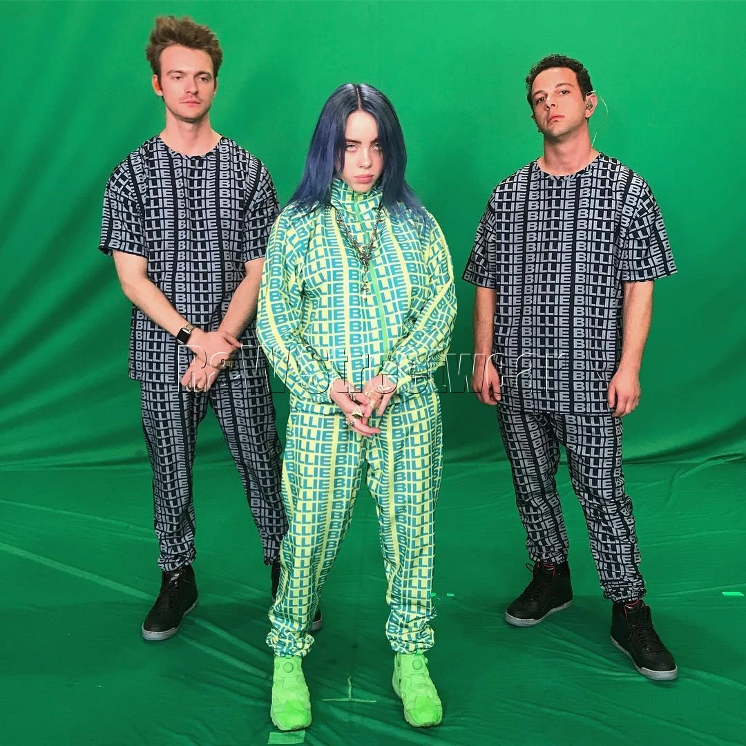 Billie Eilish/зеленая толстовка с капюшоном брюки уличная одежда новый костюм надписью
