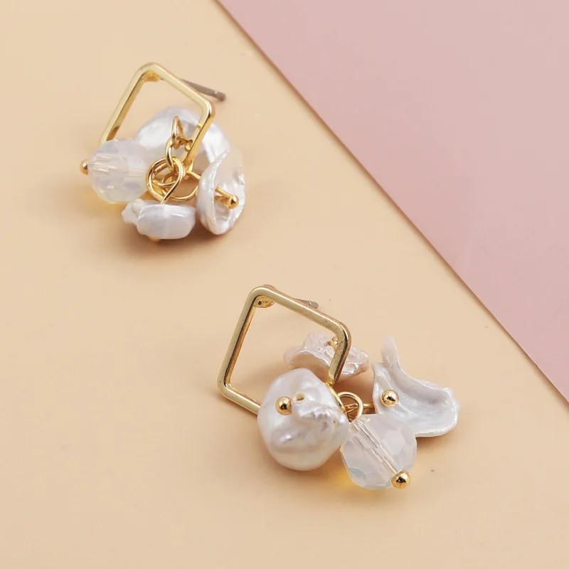 Женские серьги с жемчугом в стиле барокко|Серьги-подвески| |