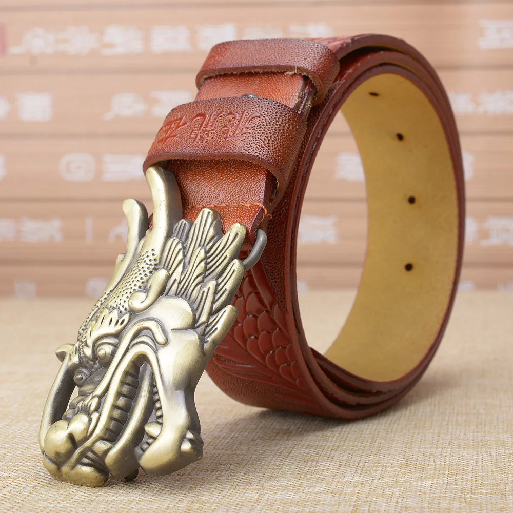 Новый роскошный китайский дракон мужской пояс из натуральной кожи ремень