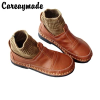 careaymade super soft bottom original manual womens shoesgenuine leather short boots and ankle woolen bootscustom colors