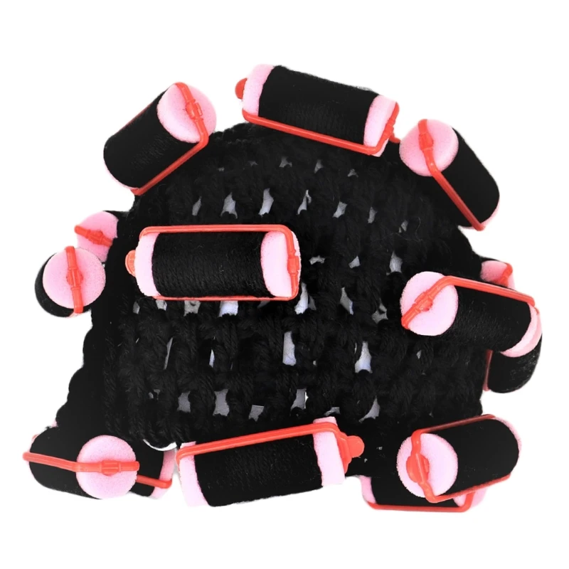 

Adult Kids Baby Knitted Hair Roller Curlers Wig Hat Funny Movie Style Housewife Landlady Cosplay Costume Elastic Head Cover Cap