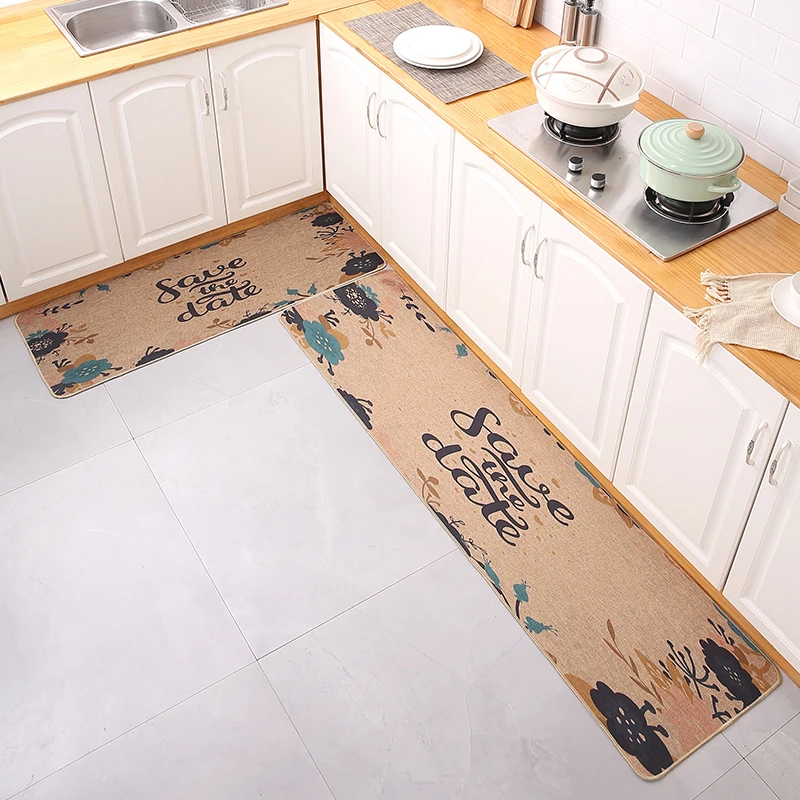 

Kitchen Floor Mats Linen Japanese Area Rug for Living Room Long Strip Door Mats Nonslip Waterproof Oilproof Rugs for Bedroom
