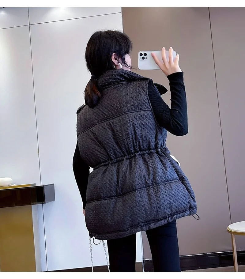 Winter Women Cotton Clothing 2021 Autumn and Loose Sleeveless Waist Slim Fit All-match Fashionable Down Jacket | Женская одежда