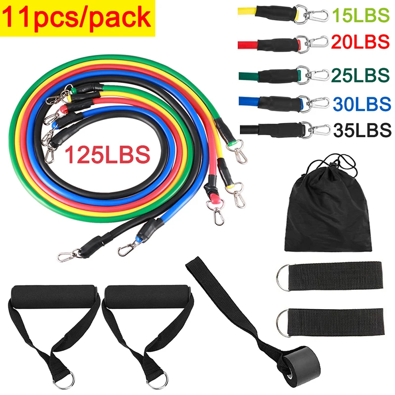 Sets Resistance Bands Pull Rope Elastic Rubber Tube Strength Crossfit Training Yoga Workout Home Fitness Sports Expander