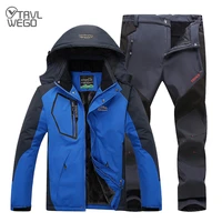 trvlwego outdoor skiing mens thicken and keep warm snow camping jackets or pants treking hiking sets winter sports clothes