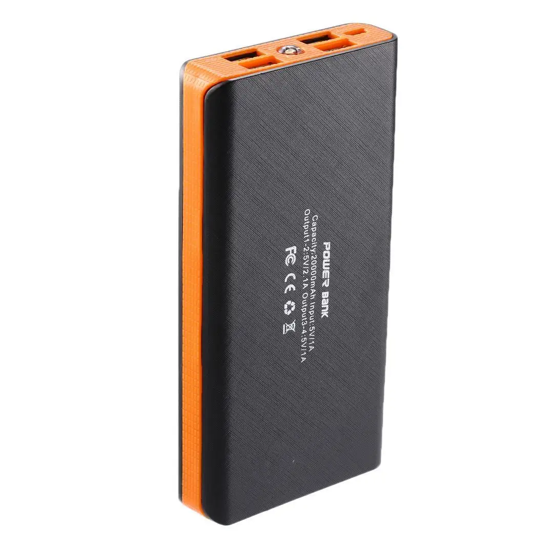 orange Корпус банка питания 4-USB выходные порты Быстрая зарядка переносной источник питания внешний аккумулятор зарядное устройство корпус DIY наборы с светодиодный свет - Цвет: orange