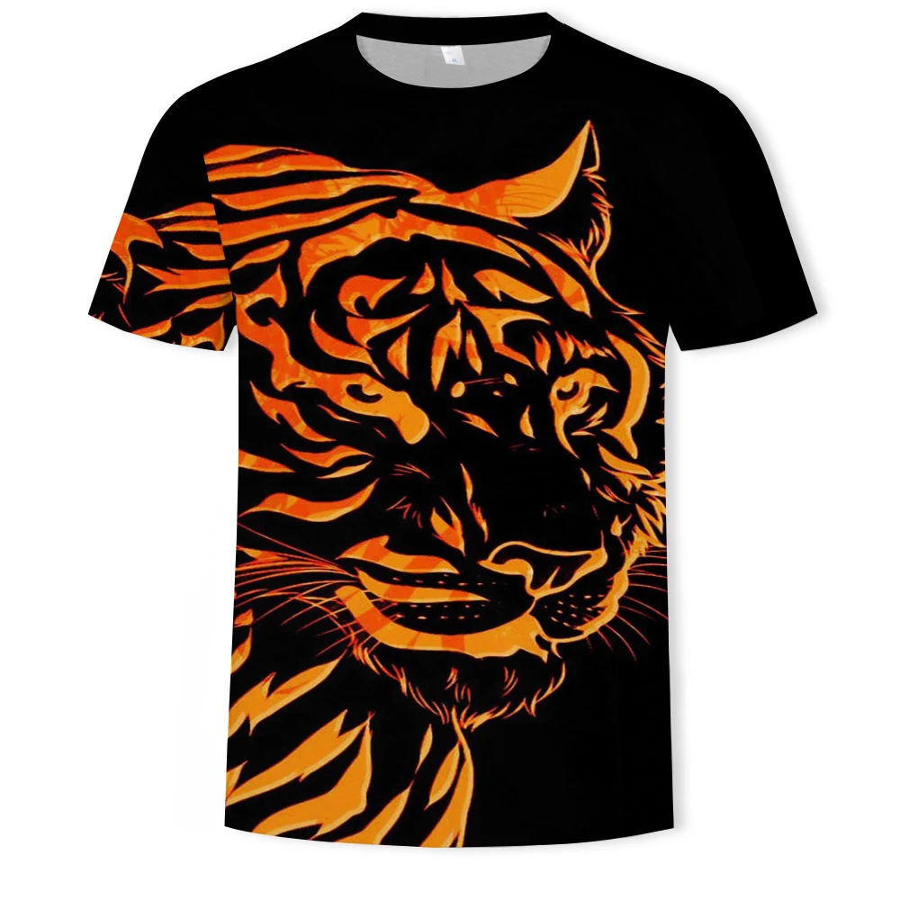 

Summer new style 3D printing lion tiger O-neck T-shirt handsome and comfortable all-match casual short-sleeved XXS-6XL