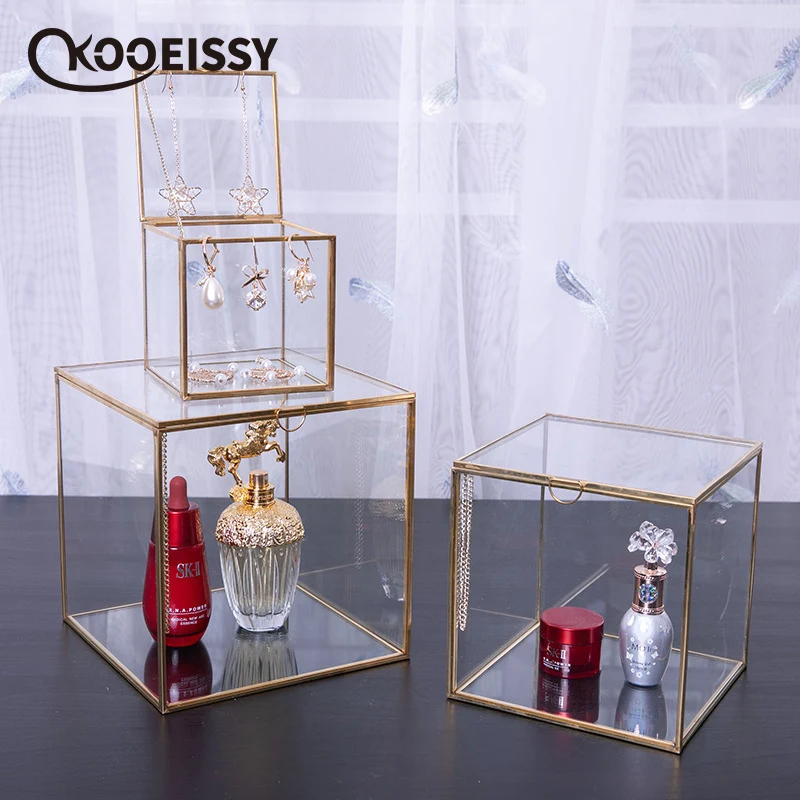 Ins Style прозрачная квадратная стеклянная коробка для хранения вечерние