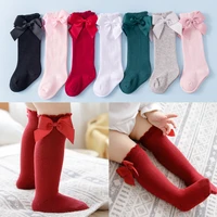 kids baby socks spanish knee length big bow cotton formal girls student princess pink socks loose 6m 7y