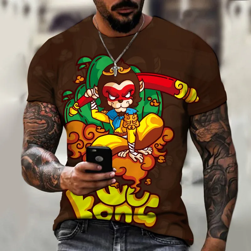 

Men'S And Women'S Trendy T-Shirt Cartoon Goku Graffiti T-Shirt 3d Printing Summer Short-Sleeved European Style Street Asian Code
