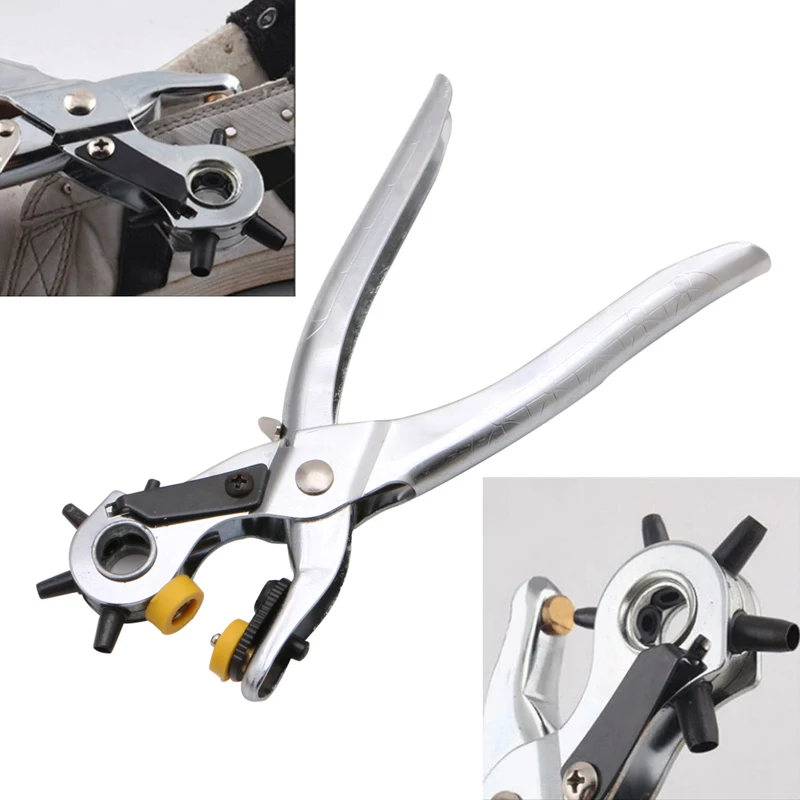 

New Leather Holes Punch Pliers Revolving Tool Heavy Duty Belt Hand Pliers Eyelet E56C