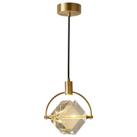 full copper led pendant light fashion luxury clear crystal hanging lamp for hotel home art decoration nordic creative luminaire