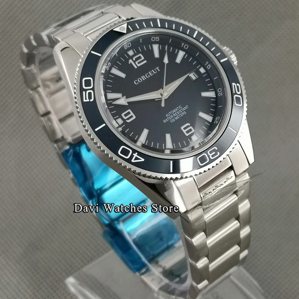 Мужские наручные часы с синим циферблатом и сапфировым стеклом 41 мм | Наручные