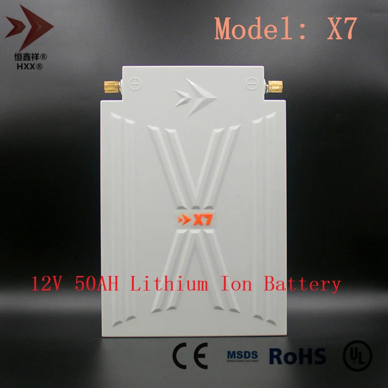 12V 50AH литий ионный Батарея Водонепроницаемый с ЖК дисплей встроенный 3 шнура BMS 50A
