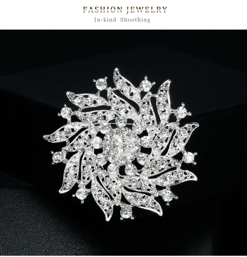 Броши в форме цветка стразы со стразами булавка для свадебной вечеринки букета