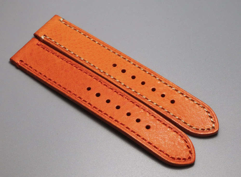 20 22mm New Listing Handmade Thick Cowhide belt Watch Straps High-end Genuine Leather Watchband Man Watch Straps Orange Bracelet