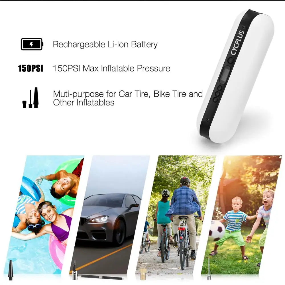 

Electric Bike Pump Cycling Accessories High Pressure 150psi Mini Smart Air Inflator Hand Pump For Bicycle Foot Ball Tire