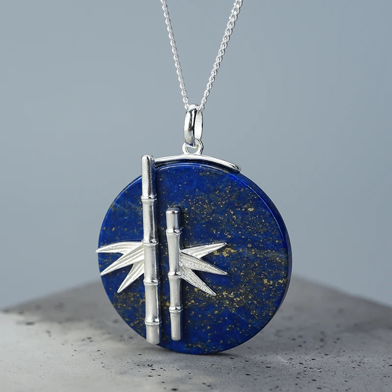 Женский кулон Свежий бамбук Lotus Fun изящный без цепочки ручного изготовления из