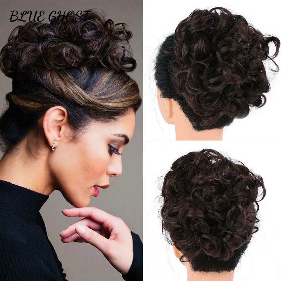 

BG Bride Messy Big Hair Bun Updo Cover Messy Hair Scrunchies Synthetic Hair Pieces Large Comb Curly Chignon