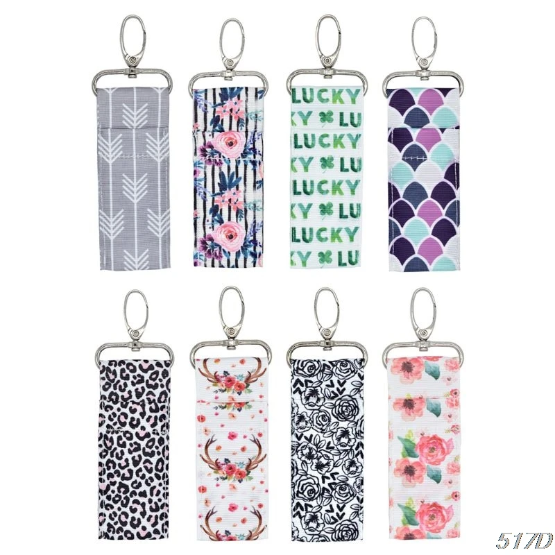 Красочные печатные Гигиеническая Помада Держатель Брелок для ключей мешочек