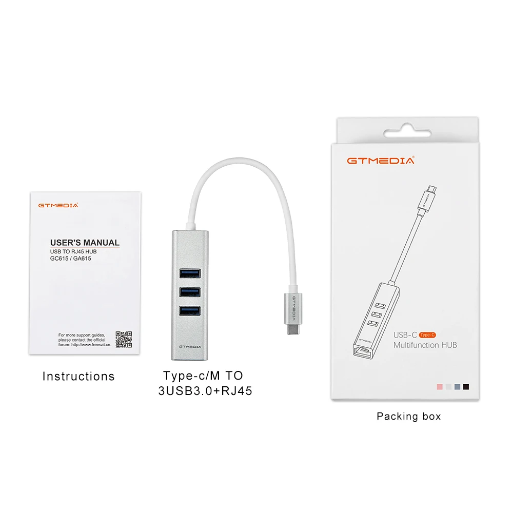 Адаптер GTMEDIA USB Ethernet 3 1 c/m на 3USB3.0 + RJ45 концентратор 10/100/1000 м адаптер для MacBook XIAOMI Samsung