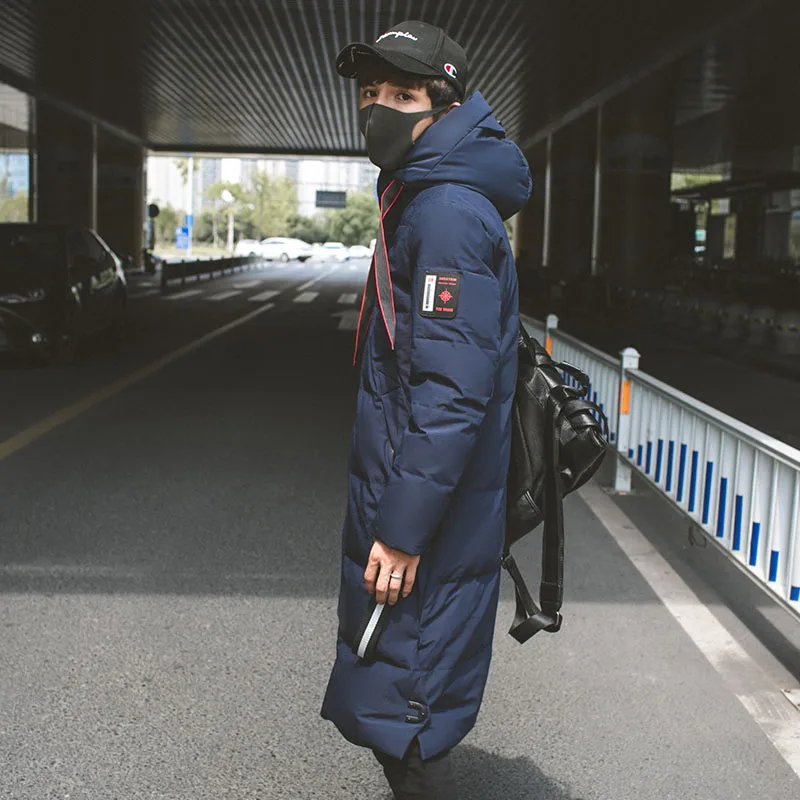 Men Blue Tcyeek/большие размеры, зимнее пальто, Мужская Женская куртка, Hiver, модная длинная куртка на утином пуху, мужская и женская модная зимняя одежда с капюшоном 1809 - Цвет: Men Blue