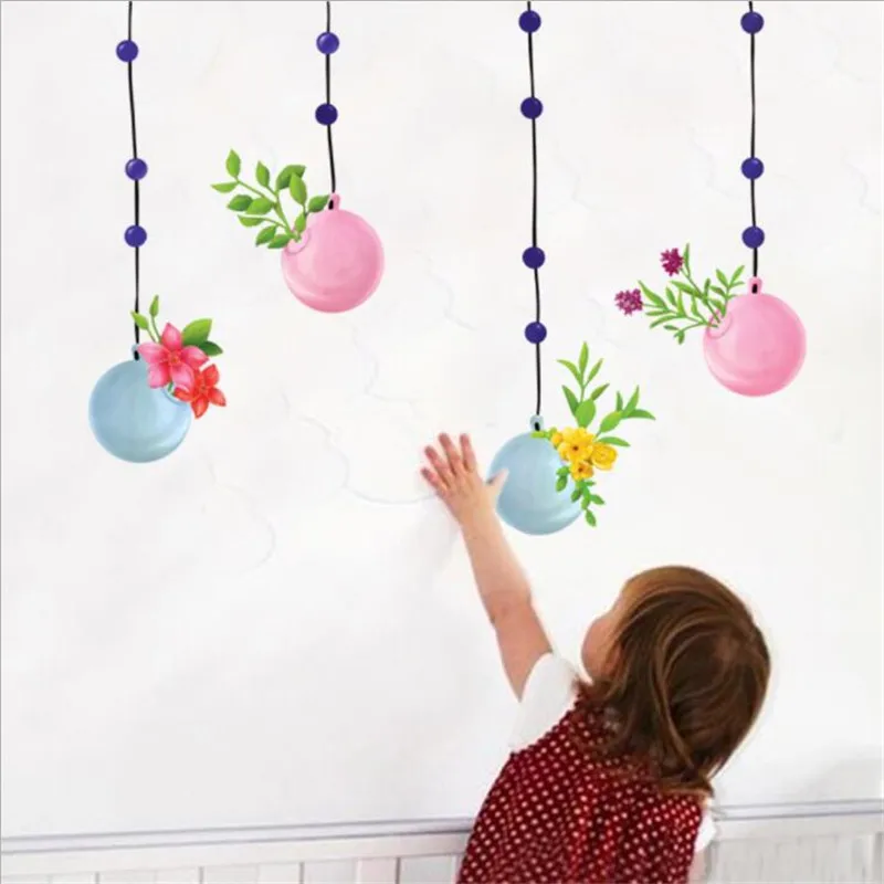 

Яркие Мультяшные воздушные шары с цветами Diy настенные наклейки для гостиной стена спальни декоративные настенные наклейки для детских комнат