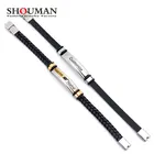 SHOUMAN модный простой индивидуальный тканый кожаный силиконовый Золотой Серебряный браслет мужской из нержавеющей стали с именем даты