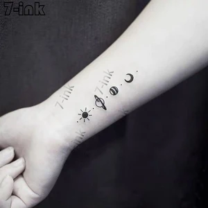 Тату-наклейка с переводным рисунком, милая, красивая, солнце, луна, Сатурн, искусство, водонепроницаемый, искусственная татуировка для женщин, мужчин, детей