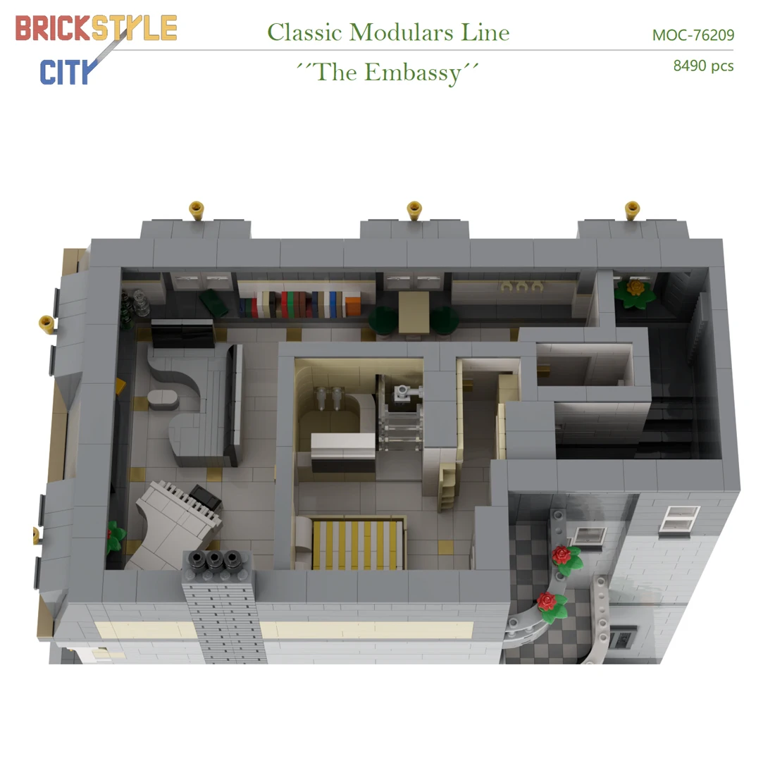 Authorized MOC-76209 8491Pcs Embassy Building Bricks Model DIY Architecture Blocks Toy (Designed by Brickstyle City) | Игрушки и хобби