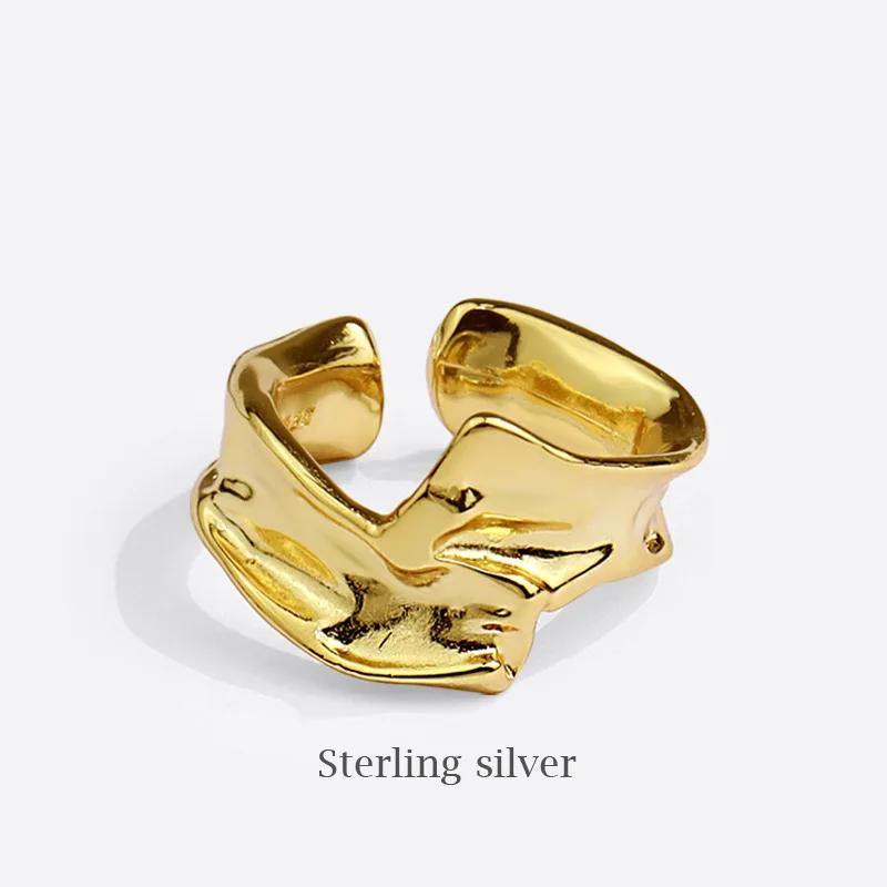 

2022 Trend New Golden Silver Color Bump Irregular Geometric Wavy Adjustable Open Rings For Woman Party Gifts Mujer Anillos