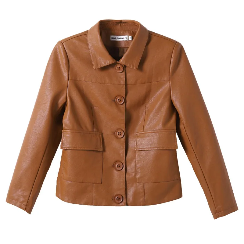 Женская короткая куртка из ПУ кожи демисезонная тонкая маленькая мотоциклетная