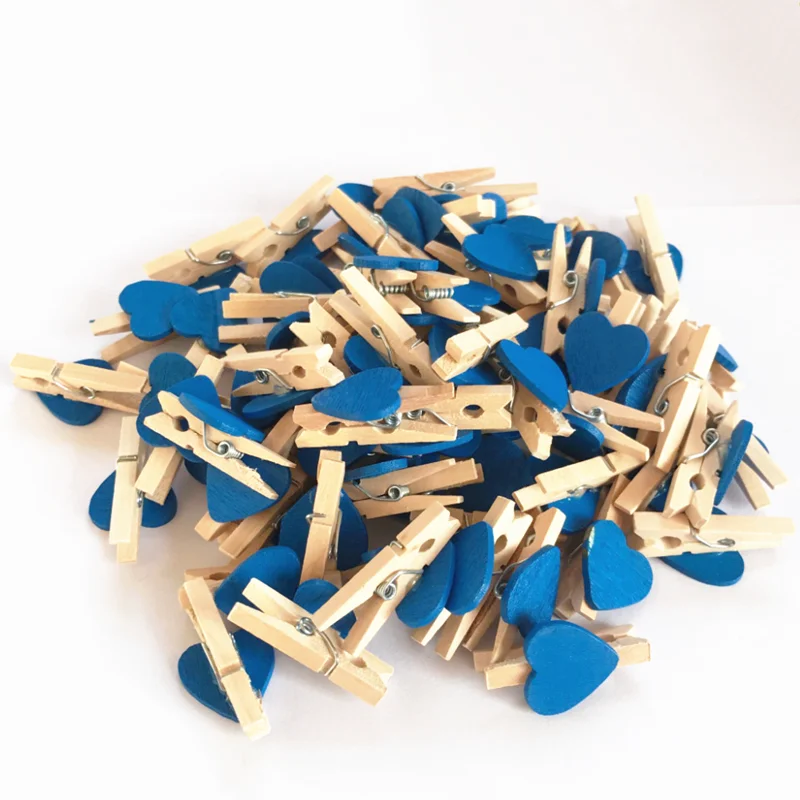 

25 pcs Heart Mini Pegs Baby Girl Shower Photo Banner Clips Small Wooden Clothespins Kids DIY Projects Supplies