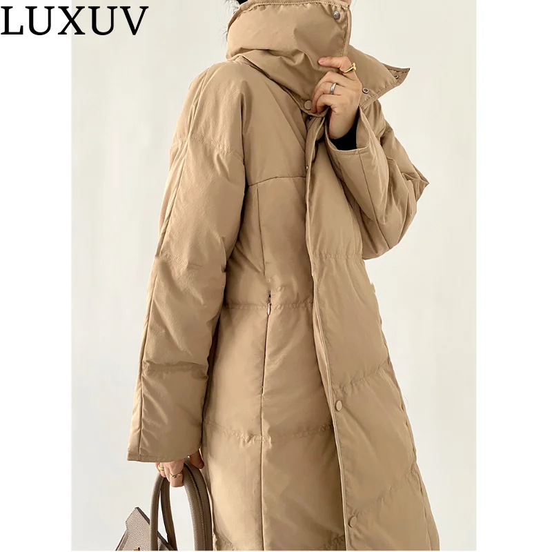 LUXUV Hot Jacket Winter Women Hooded Parkas Hight Quality Female Official Lady Chic White Duck Down Thick Warm Design Coat