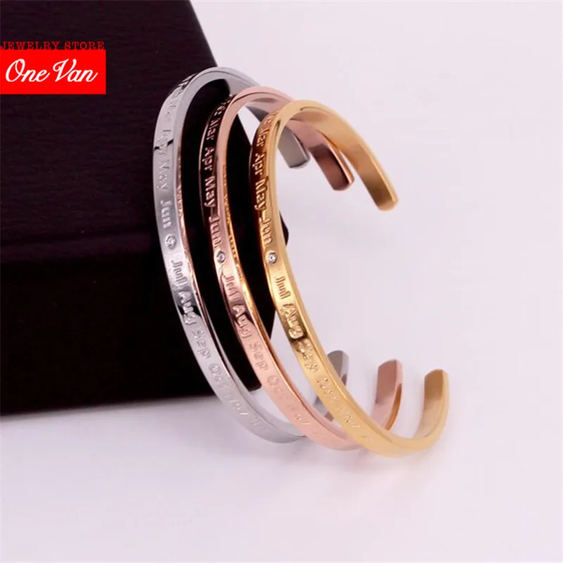 

C shape December English zirconia stainless steel bracelet fashion clasp month Bracelet