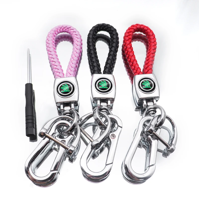 

Auto parts fashion metal leather braided rope personality simple key ring suitable for SKODA- Citigo Fabia SCALA Octavia Rapid