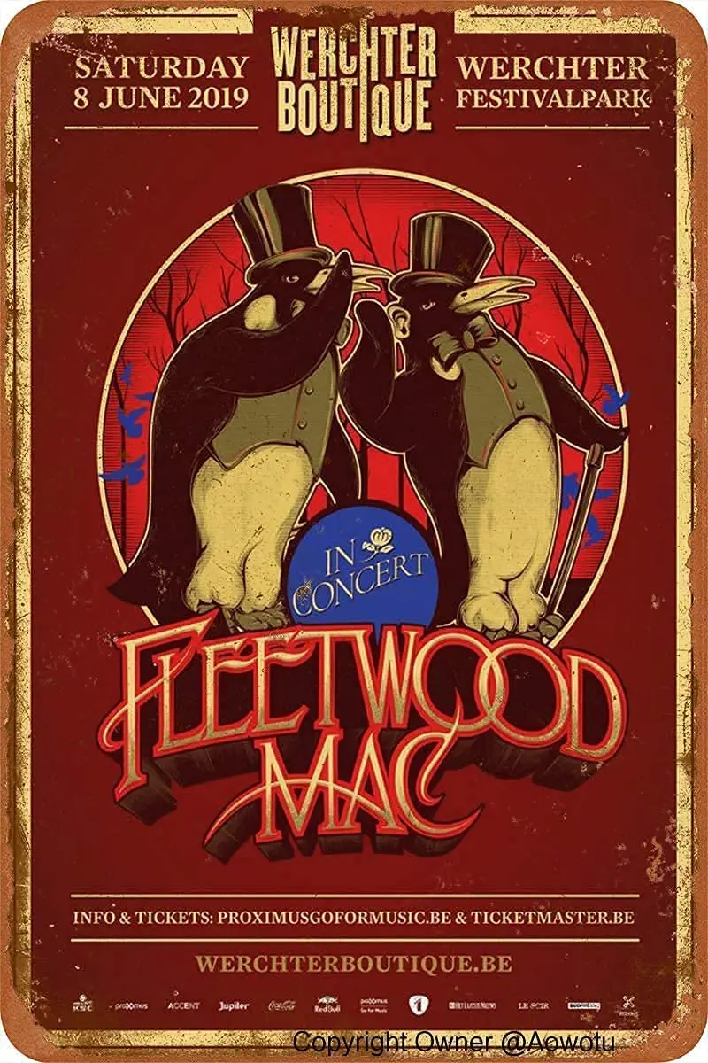 

lizixing Fleetwood Mac Penguin Vintage Tin Sign Prevent Glare Plaque not Rusted Iron Painting Aluminum Metal Art Persolized