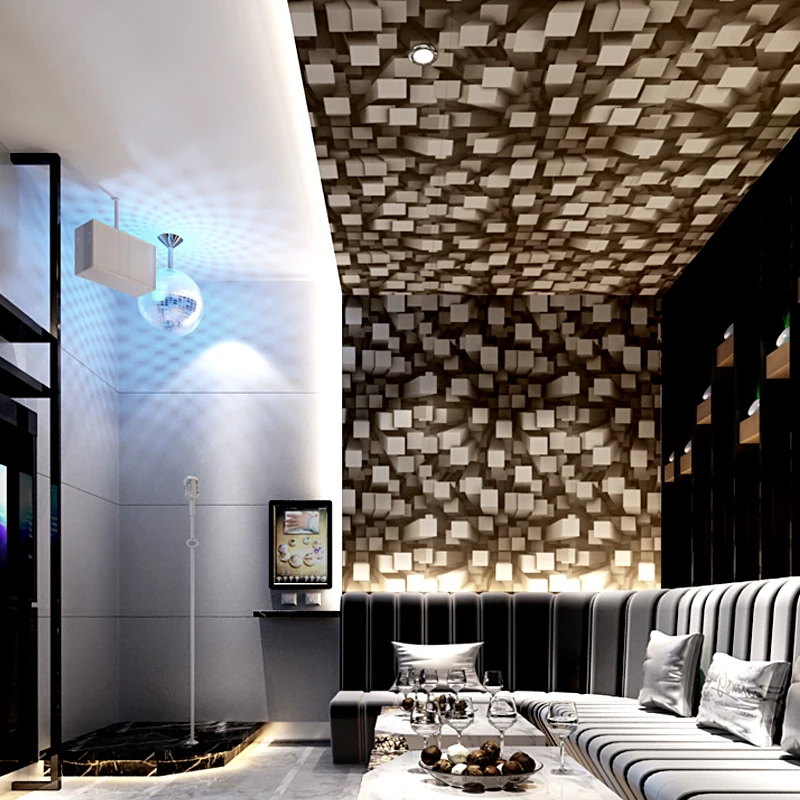 Современные Геометрические 3D обои Черные виниловые белые сетки рулон для бара