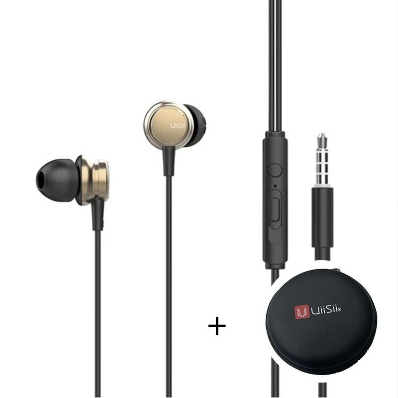 Hm9 Gold And Box Uiisii HM9 сабвуфер-вкладыш с HIFI наушниками, динамические наушники с прямой подкладкой, 3,5 мм разъем стерео, для iPhone/huawei Mp3 - Цвет: Hm9 Gold And Box