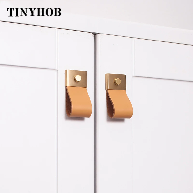 Ручка и ручка для шкафа из кожи натурального камня латуни в скандинавском стиле