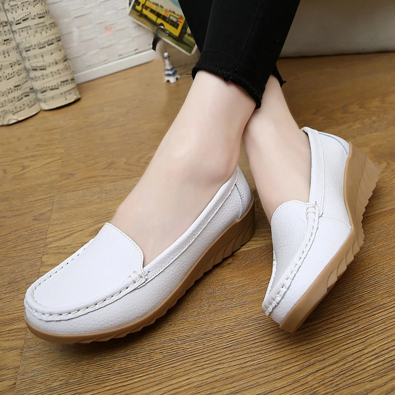 FEVRAL женская обувь модные мягкие кожаные женские туфли на плоской подошве летние