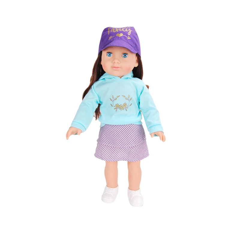 

Doll Clothes 43cm Hoodie skirt Suit 18 Inch Reborn Dolls for Girls Interactive Toys for Kids American Girl Doll Pattern Clothes