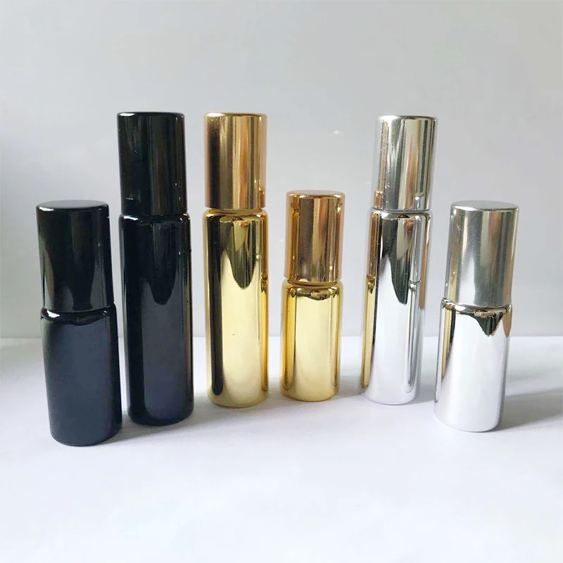 

MUB - Hot Sale 5ml 10ml 3PCS/Lot Mini Steel Ball UV Glass Perfume Bottle Empty Refillable Roll-on Perfume Case for Essential Oil