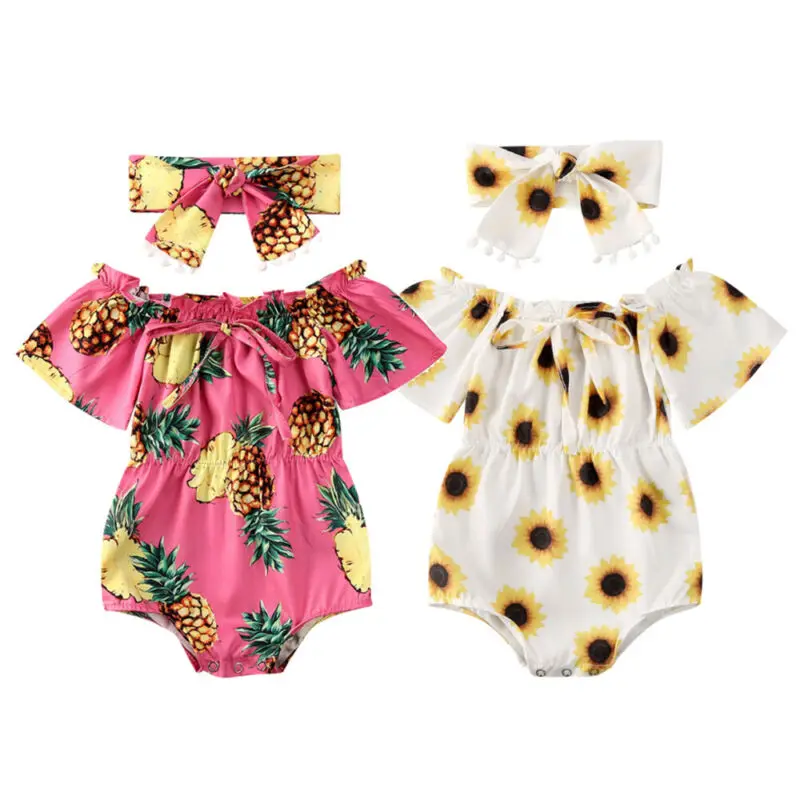 0-24M Newborn Infant Baby Girl Flower Romper Jumpsuit Playsuit 2PCS Outfits Clothes | Мать и ребенок
