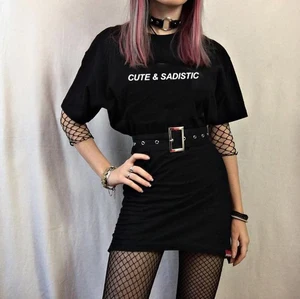 Футболка женская в стиле Харадзюку, милая и садистская Готическая Модная Повседневная рубашка, уличная одежда, хипстерский гранж-топ