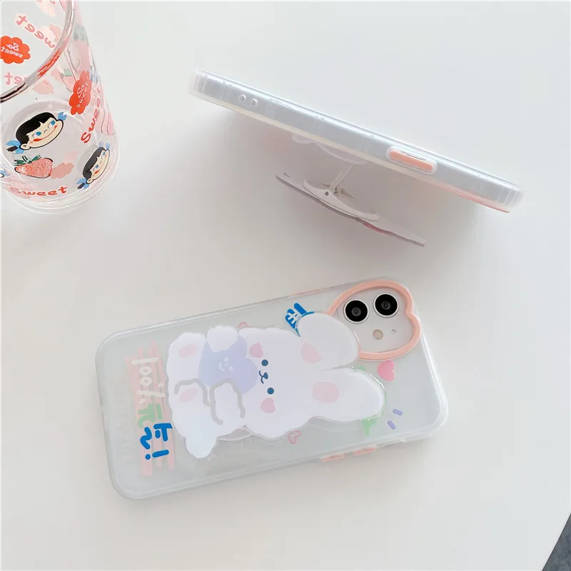 Симпатичный мультяшный держатель для телефона складной милый iPhone Samsung Huawei Mi