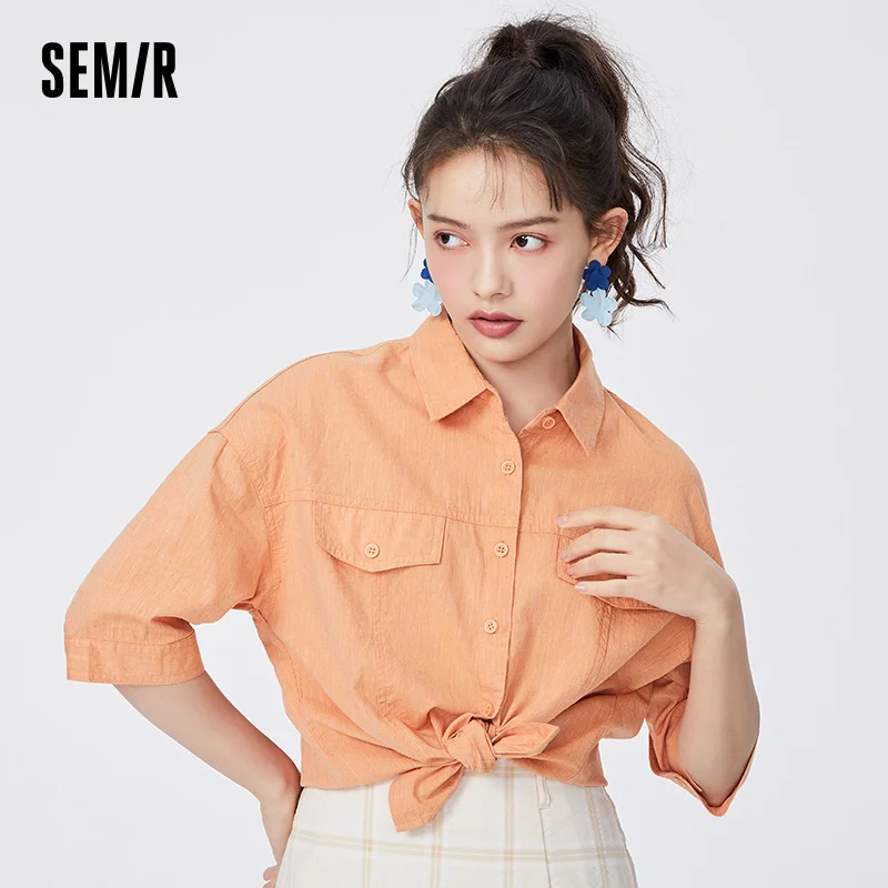 Рубашка SEMIR женская с рукавом средней длины свободный и тонкий модный однотонный