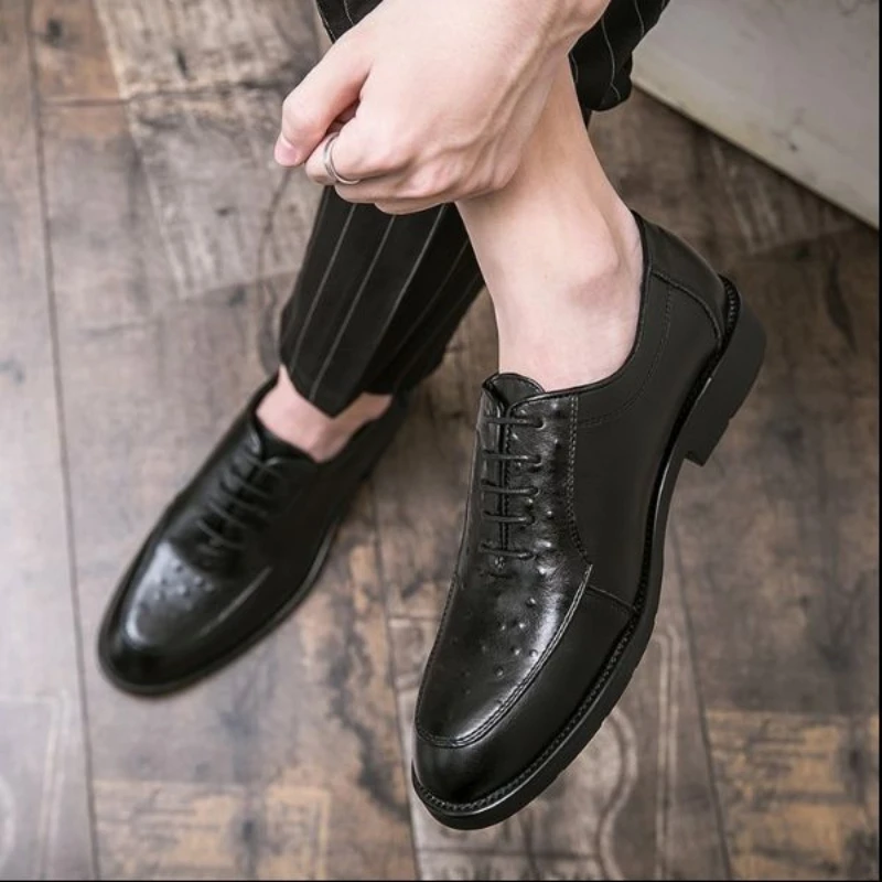 

2021 New Men's Shoes Trend Leisure Business Suit Wedding Pu Leather Fashion Low Heel Slip-on High Designer Men's Shoes 4kd109