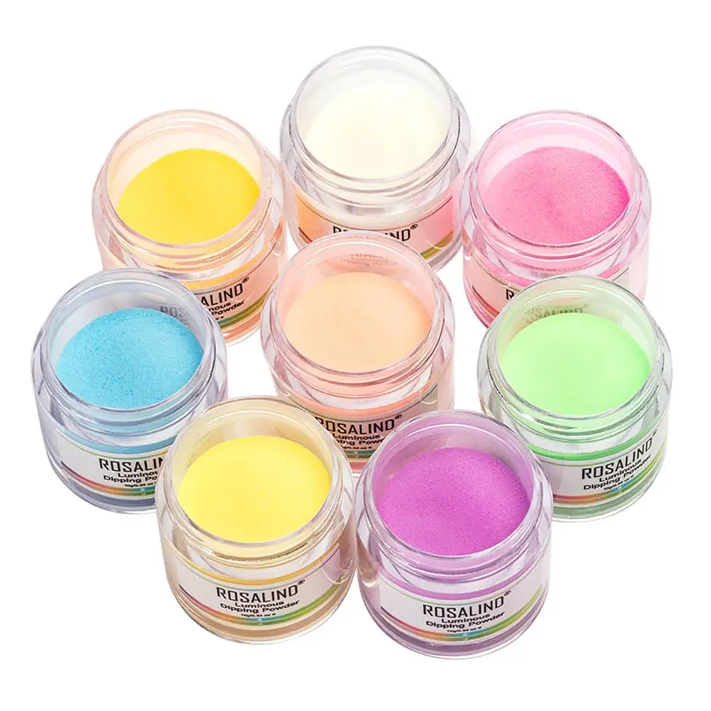 

Dipping Powder Starter Kit Night Fluorescence Pigment Glow Powder Nail Art Set For Women 8PCS Acrylic Powder Dark Glitter Powder